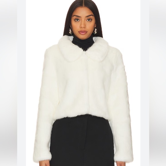 Faux Fur white Jacket/Blazer - Sz L - Picture 1 of 8